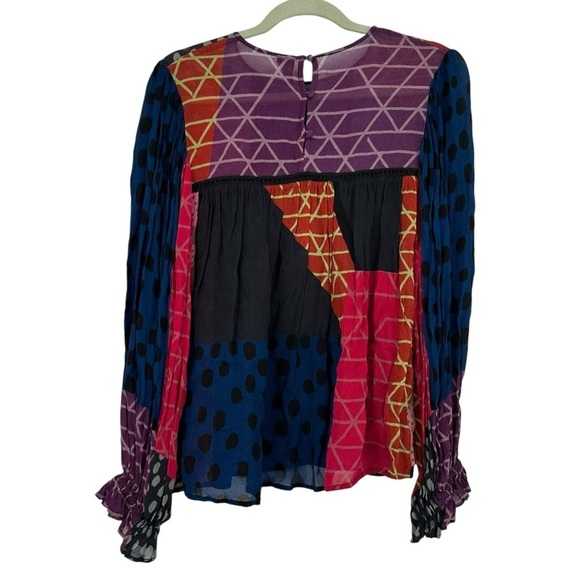 Anthropologie Miranda Blouse Printed Fun Career Top Size Small colorful - Picture 3 of 7